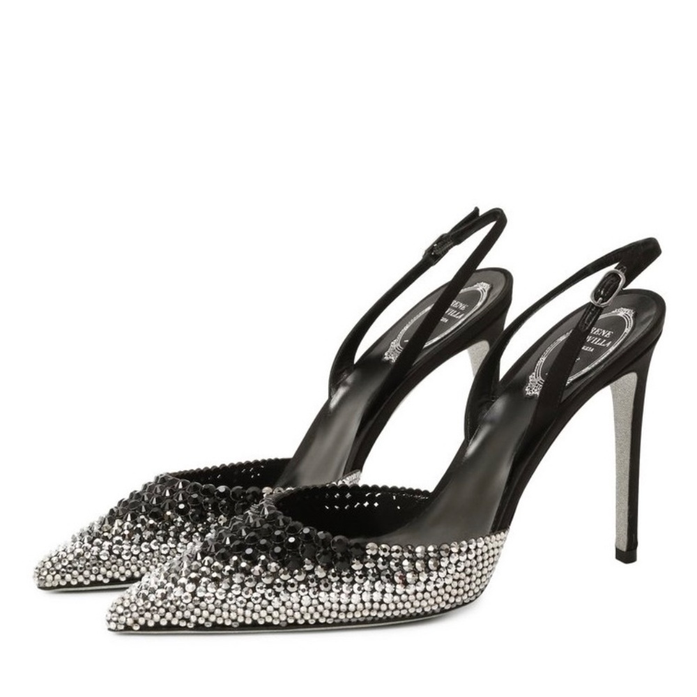 Rene Caovilla Jackie Crystal studded Sling-Back Pump in size US9
